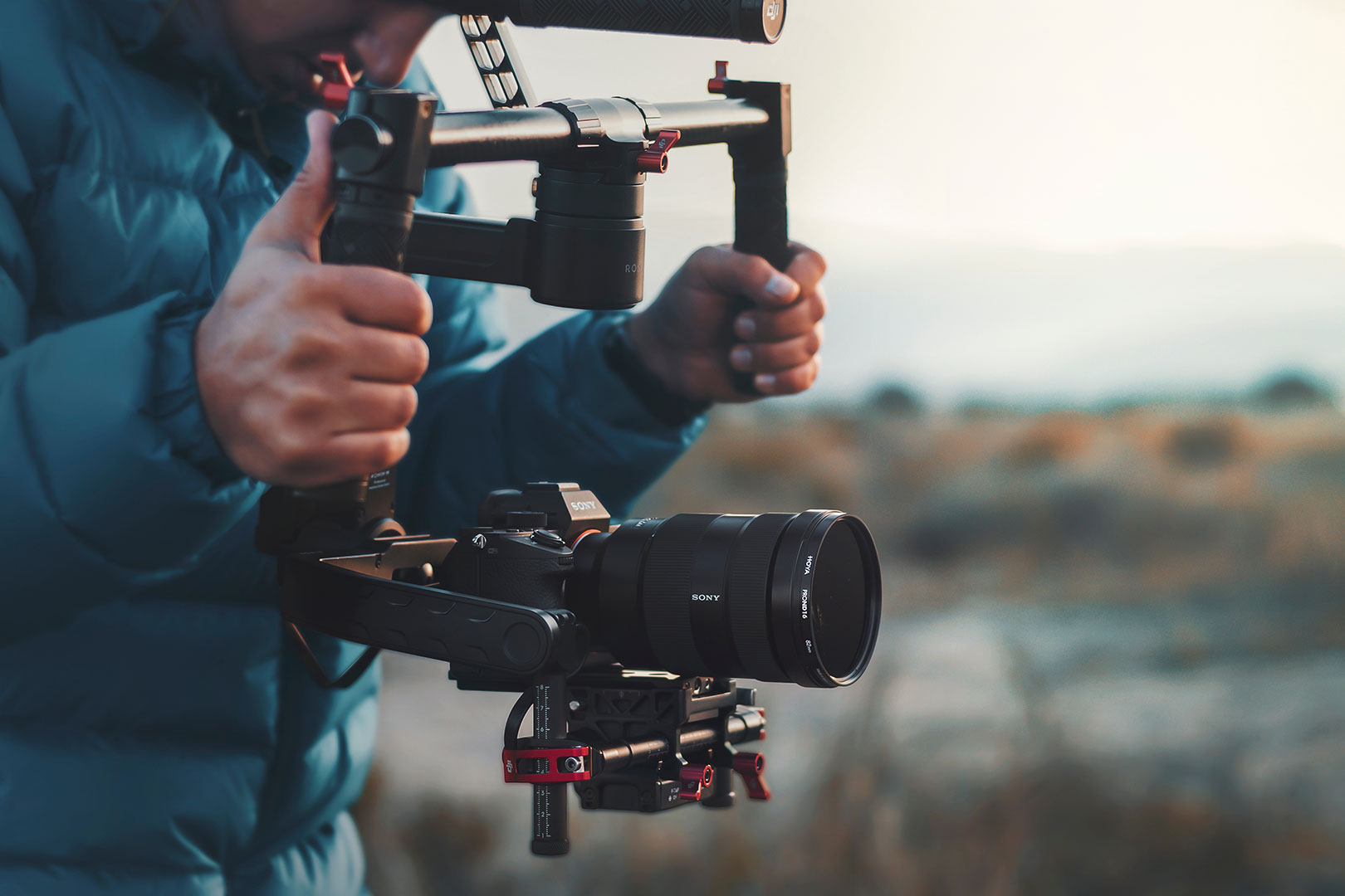 Camera on a stabiliser for smooth footage of a home
